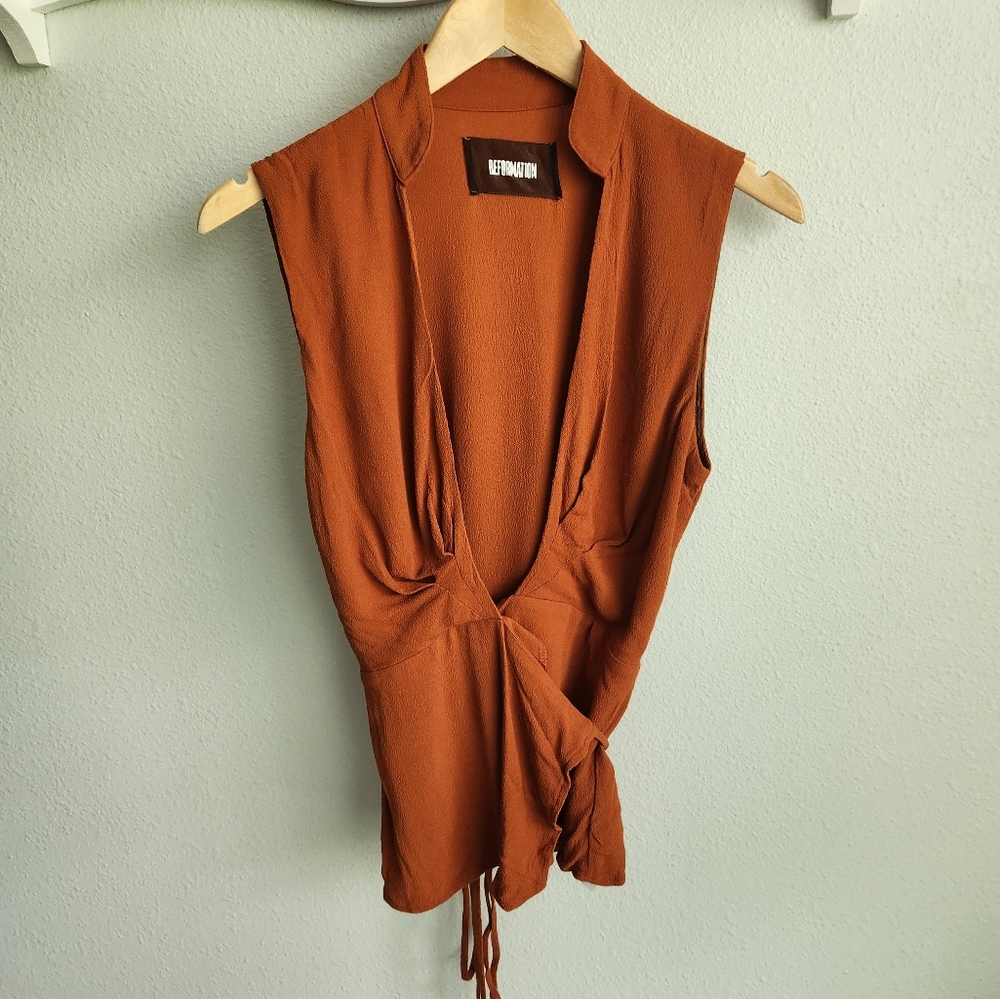 Reformation Rust Sleeveless Blouse